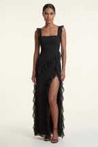 Zoyri | Ruffle Slit Maxi Dress