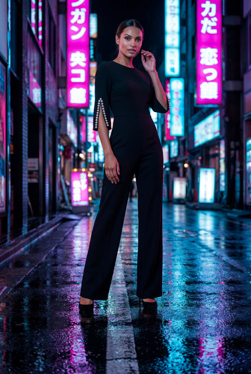 Zoyri | Beaded Sleeve Jumpsuit