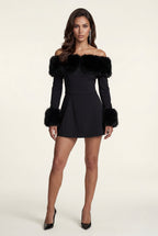Zoyri | Off-Shoulder Fur Mini Dress