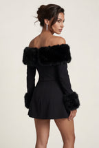 Zoyri | Off-Shoulder Fur Mini Dress