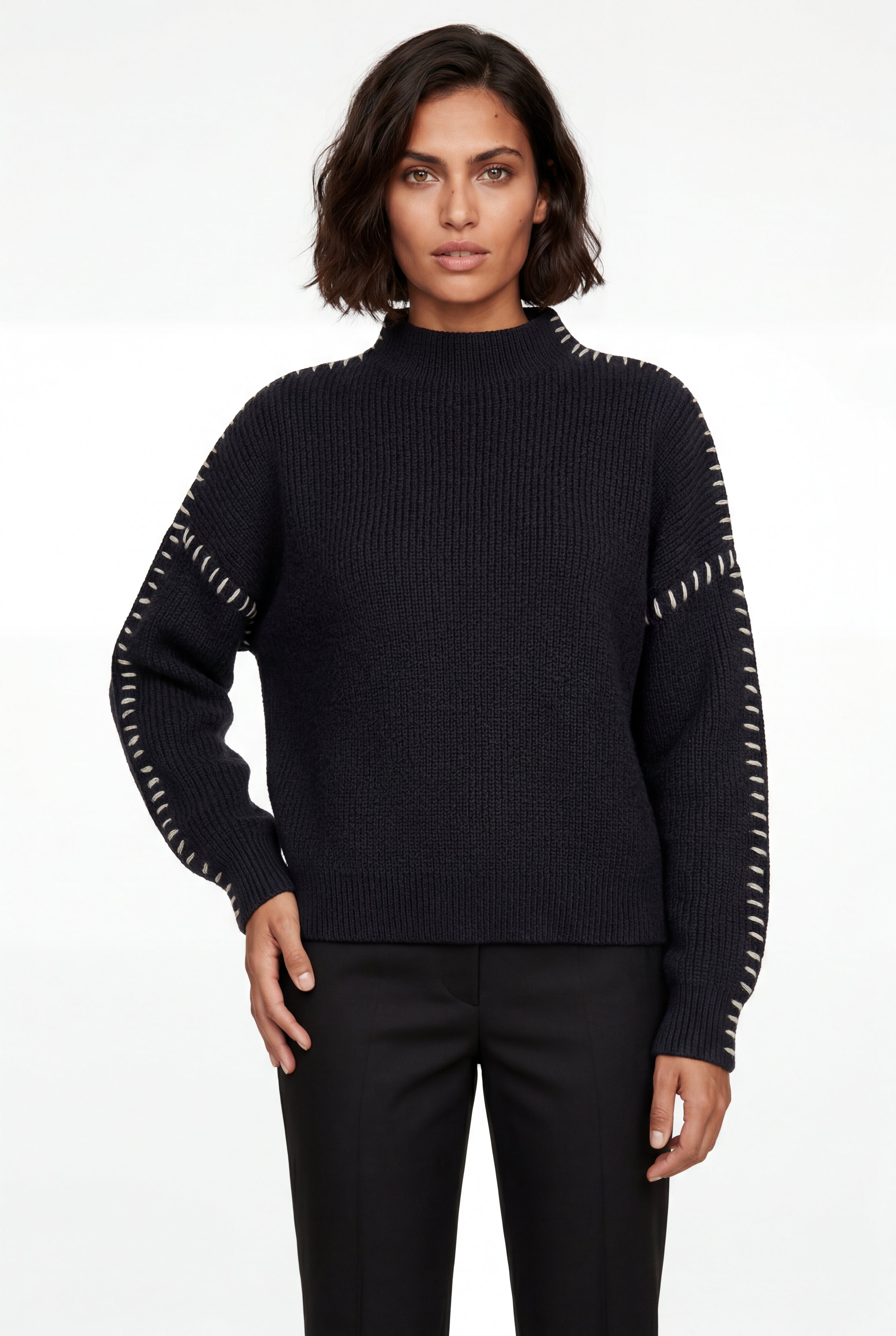 Zoyri | Contrast Stitch Knit Sweater