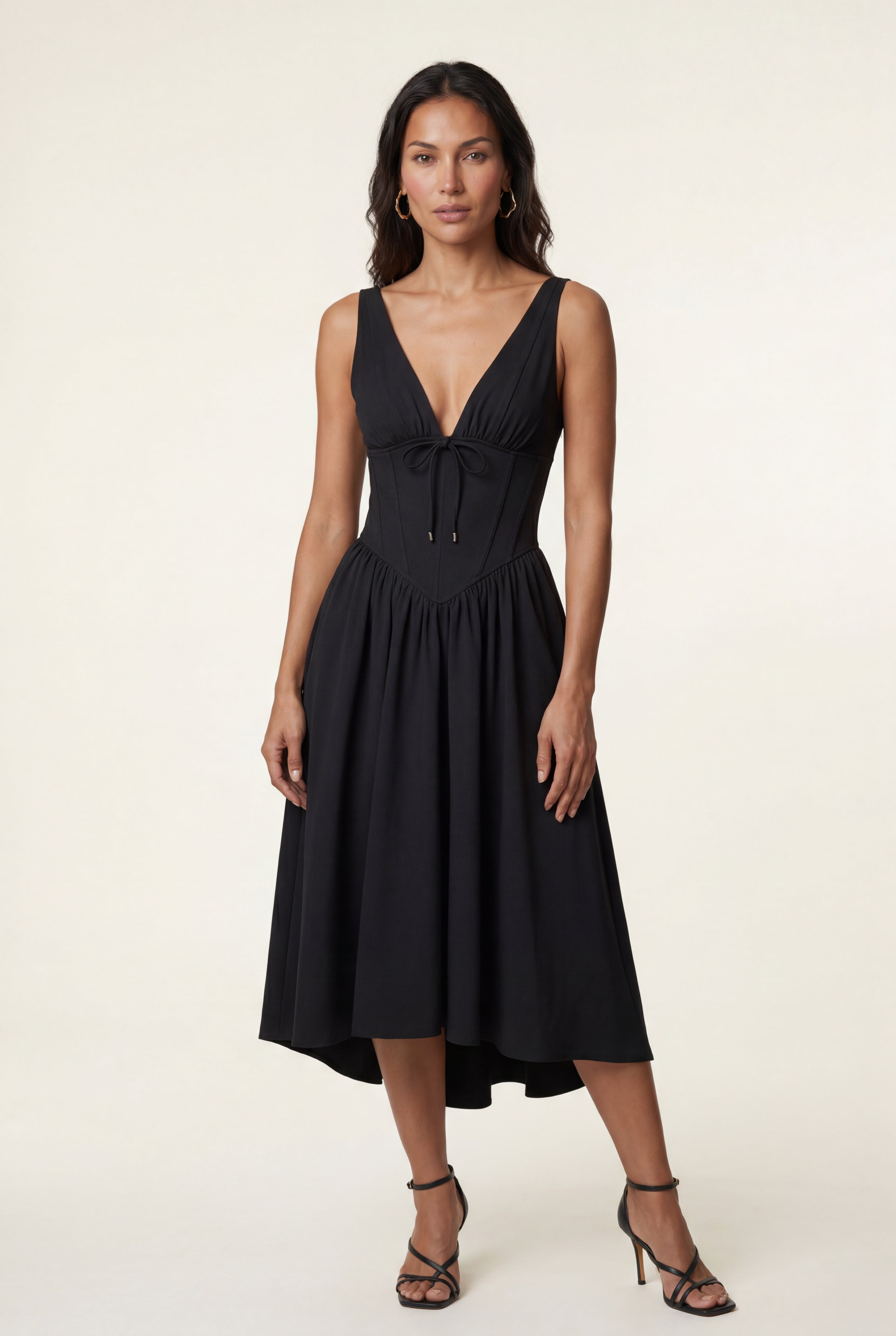 Zoyri | Sleeveless Corset Tie Midi Dress