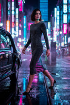 Zoyri | Gunmetal Shimmer Midi Dress