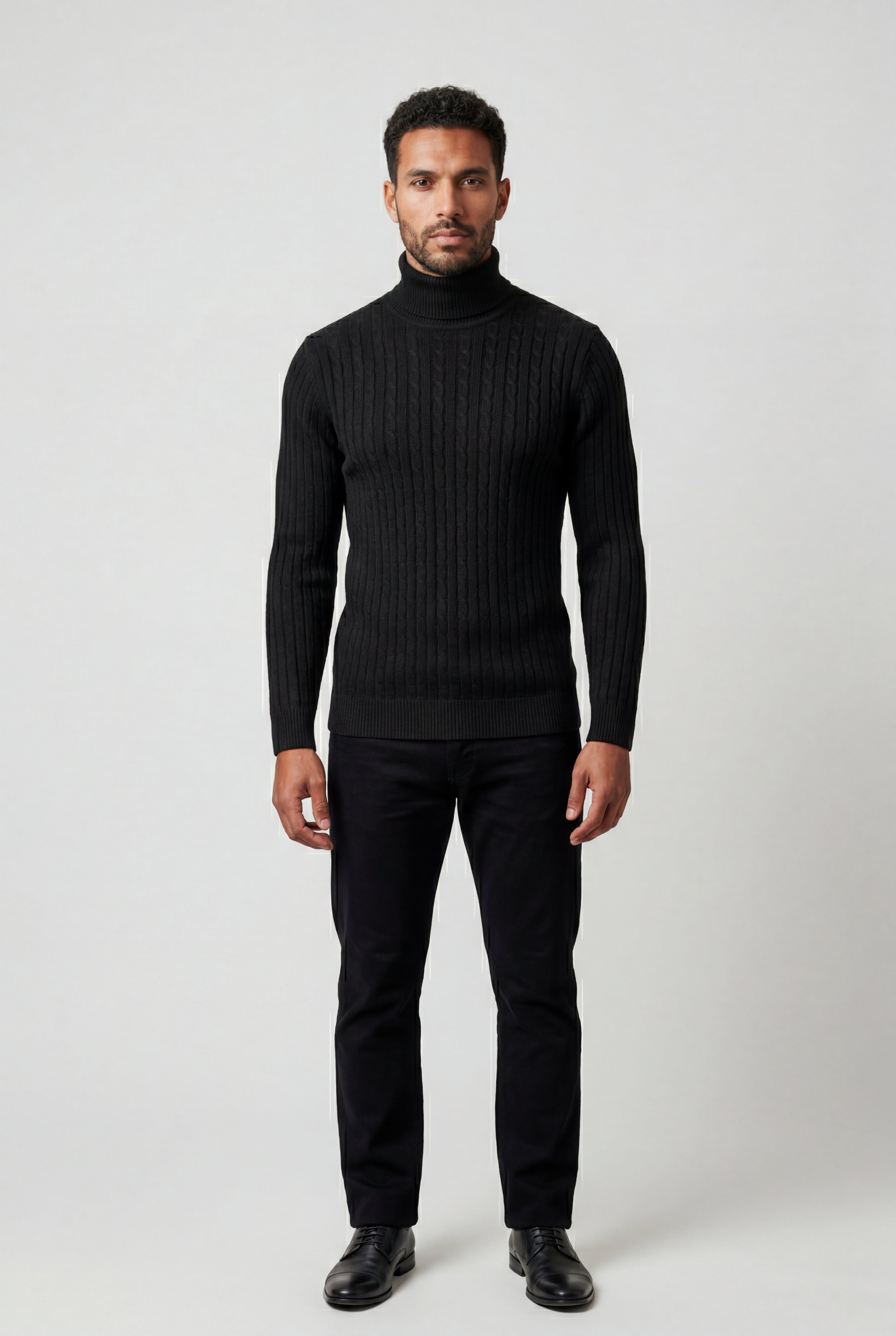 Men's Slim Fit Cable Knit Turtleneck Sweater