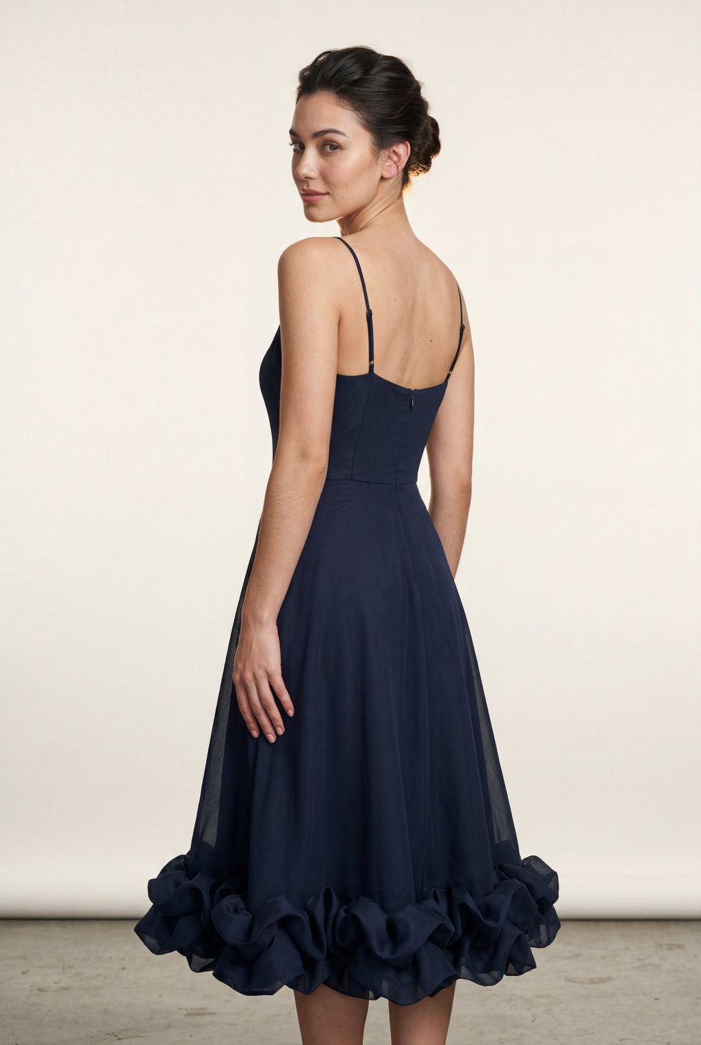 Zoyri | Navy Ruffle Hem Midi Dress