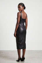 Zoyri | Square Neck Faux Leather Midi Dress