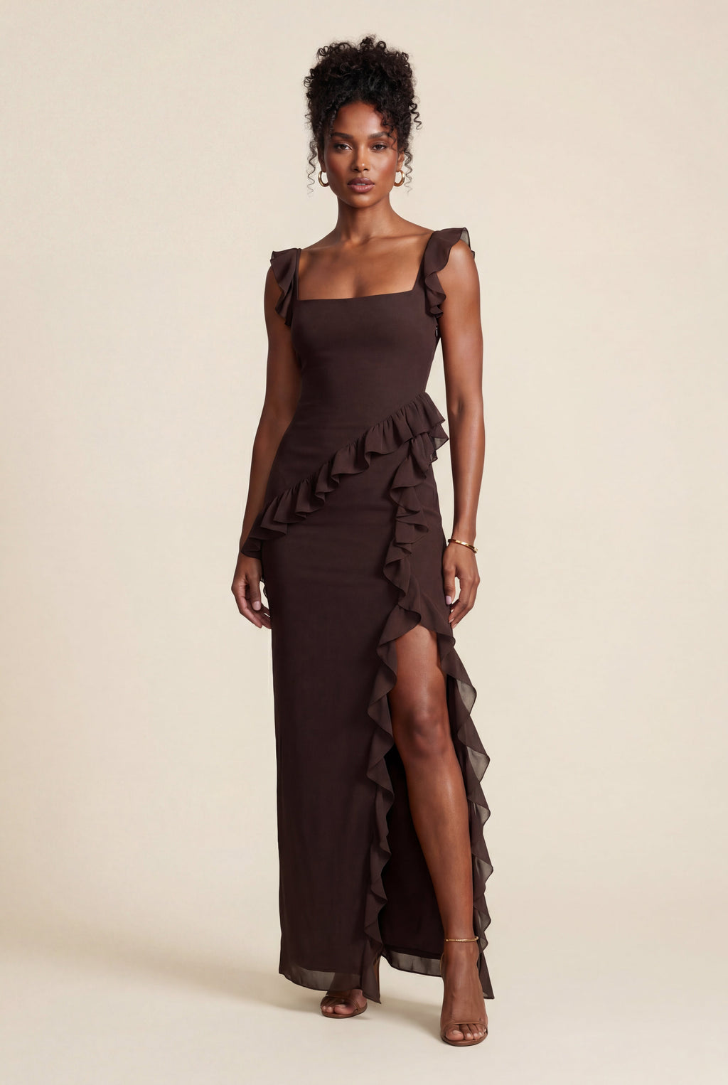 Zoyri | Ruffle Slit Maxi Dress