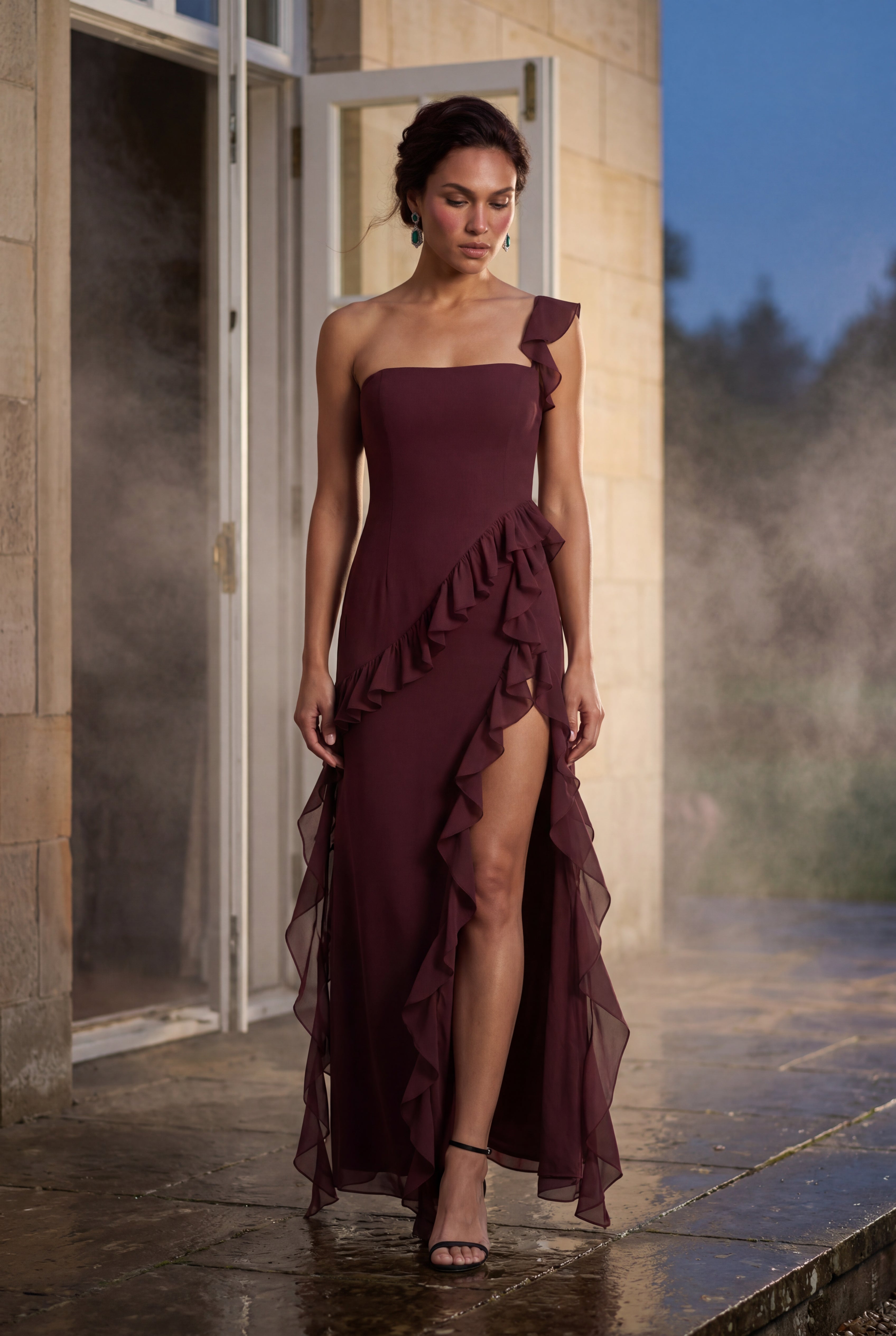 Zoyri | Ruffle Slit Maxi Dress