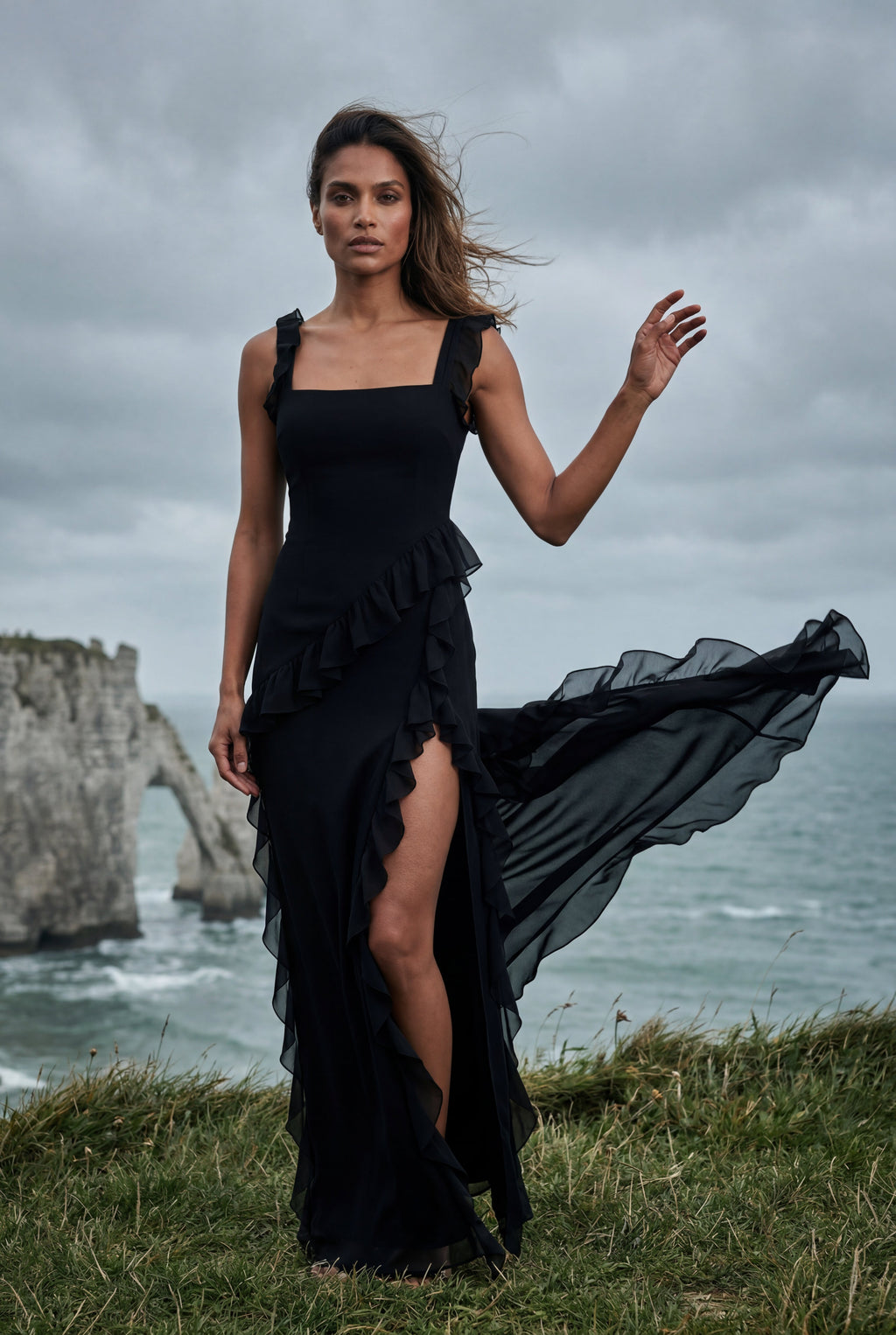 Zoyri | Ruffle Slit Maxi Dress