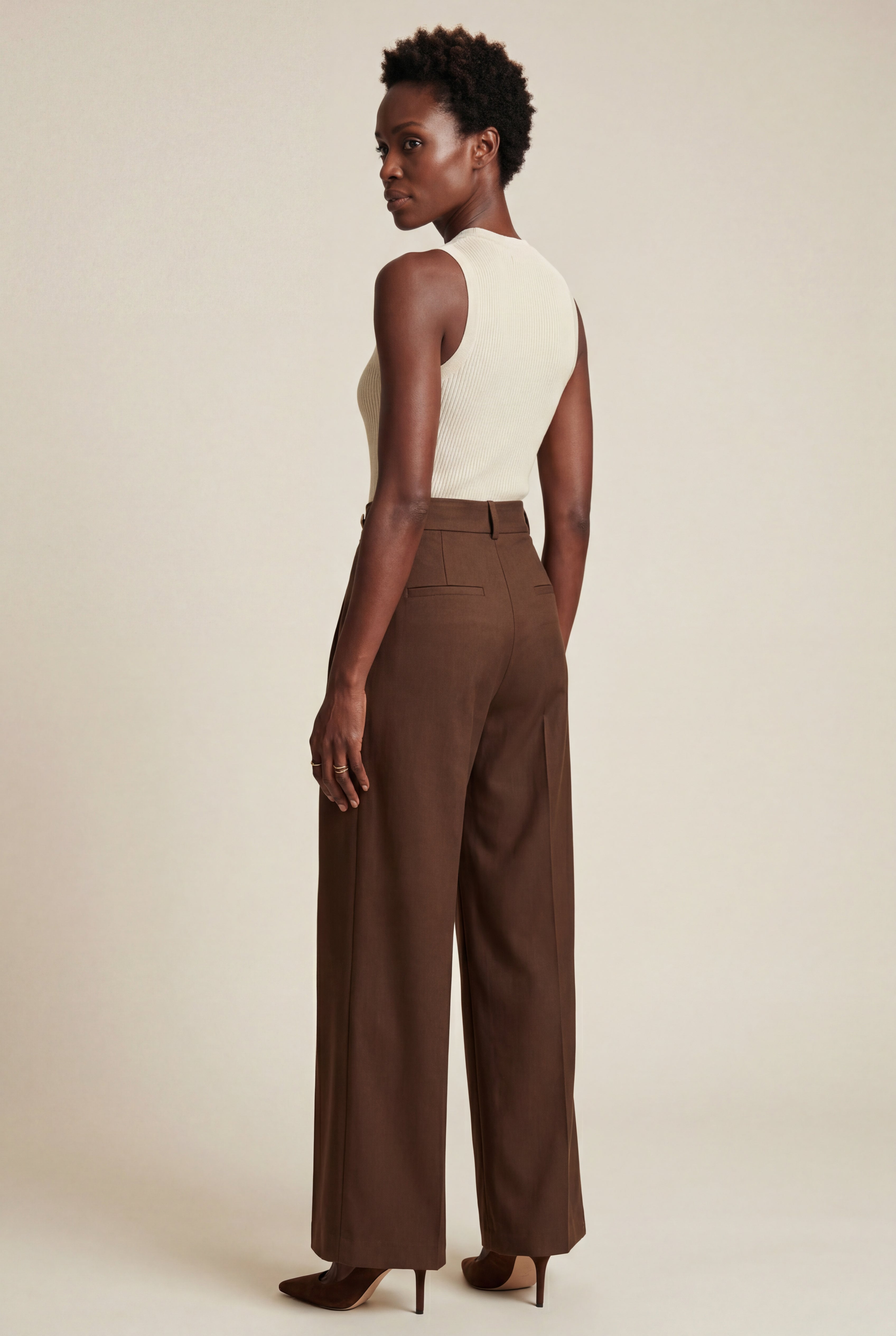 Zoyri | Gold Button Wide-Leg Trousers