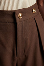 Zoyri | Gold Button Wide-Leg Trousers