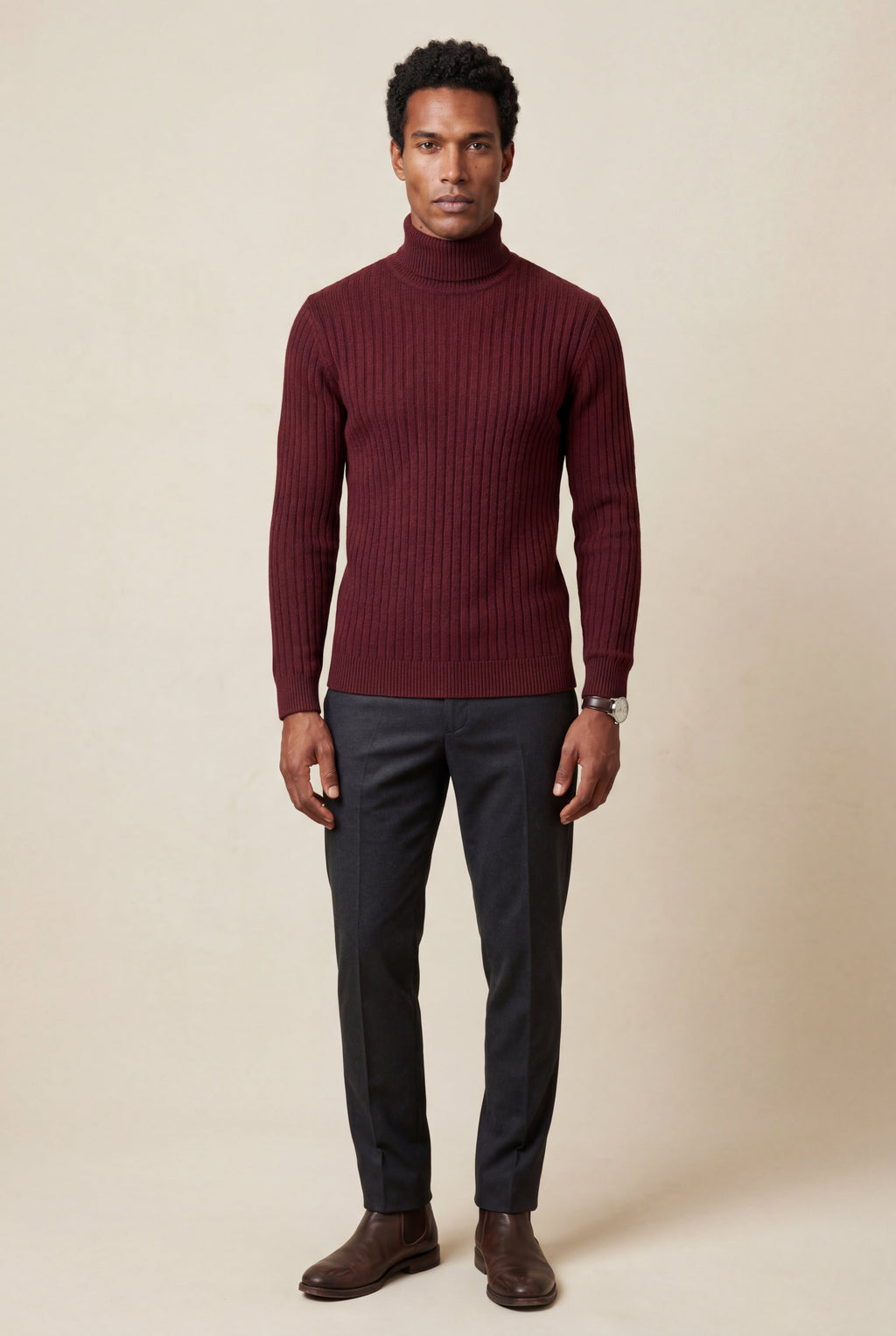 Men's Slim Fit Cable Knit Turtleneck Sweater