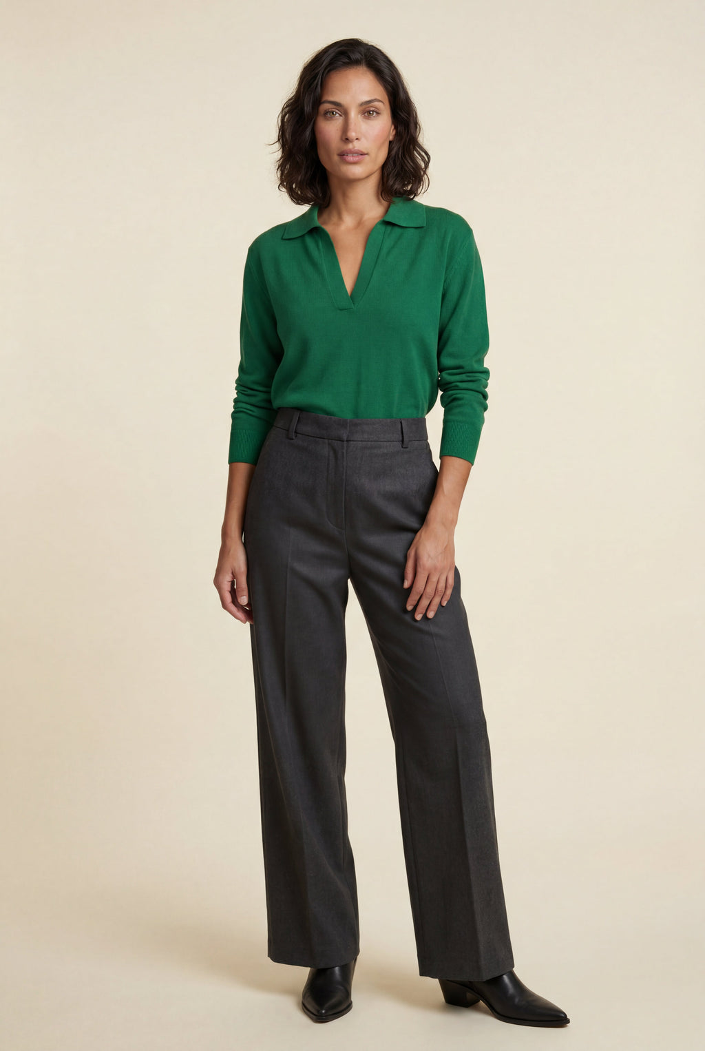 Zoyri | Open Collar Knit Sweater