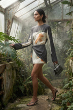 Zoyri | Botanical Print Mini Dress – Charcoal