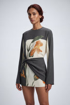 Zoyri | Botanical Print Mini Dress – Charcoal