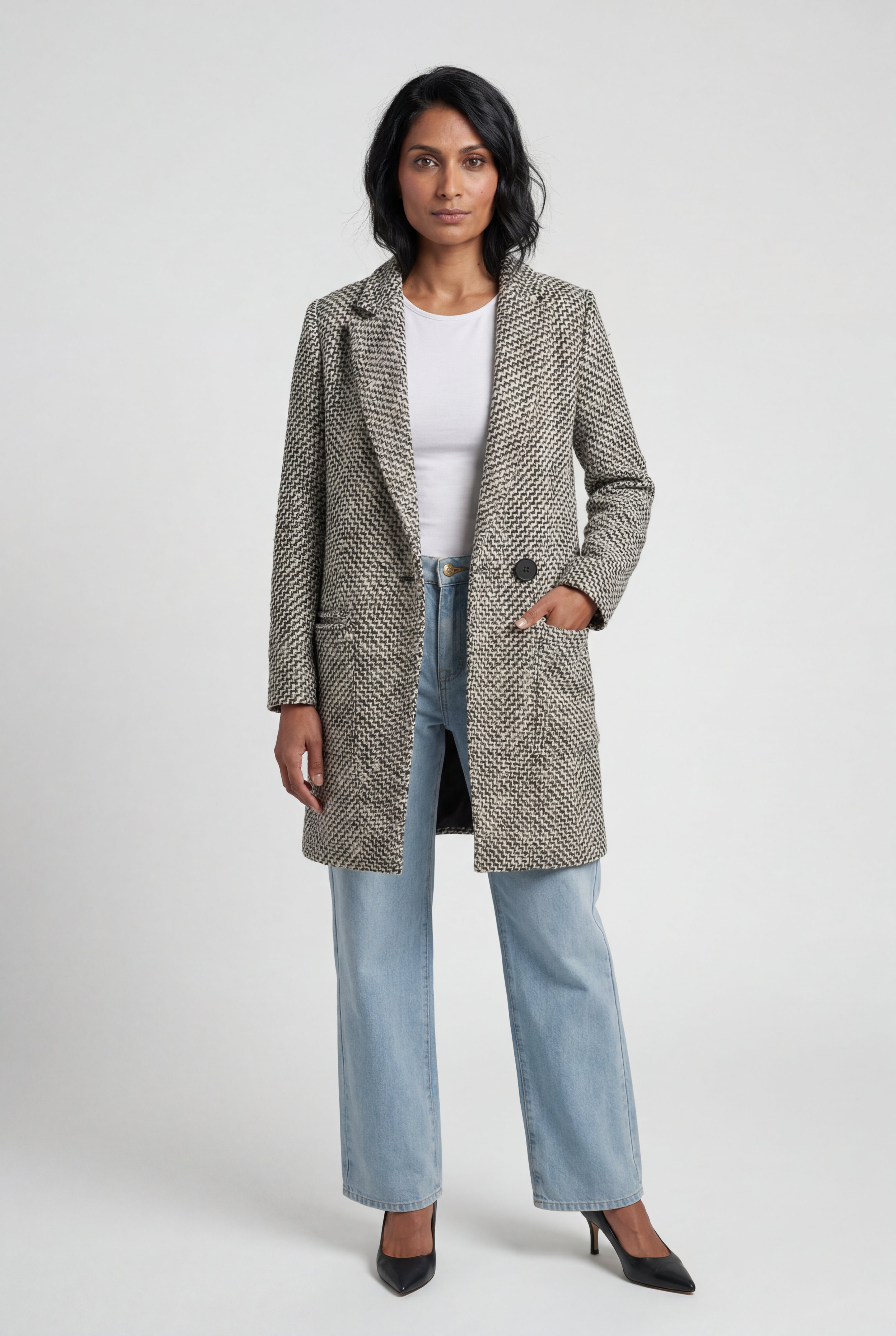 Zoyri | Herringbone Long Coat