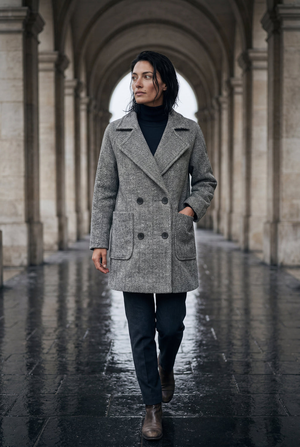 Zoyri | Herringbone Peacoat