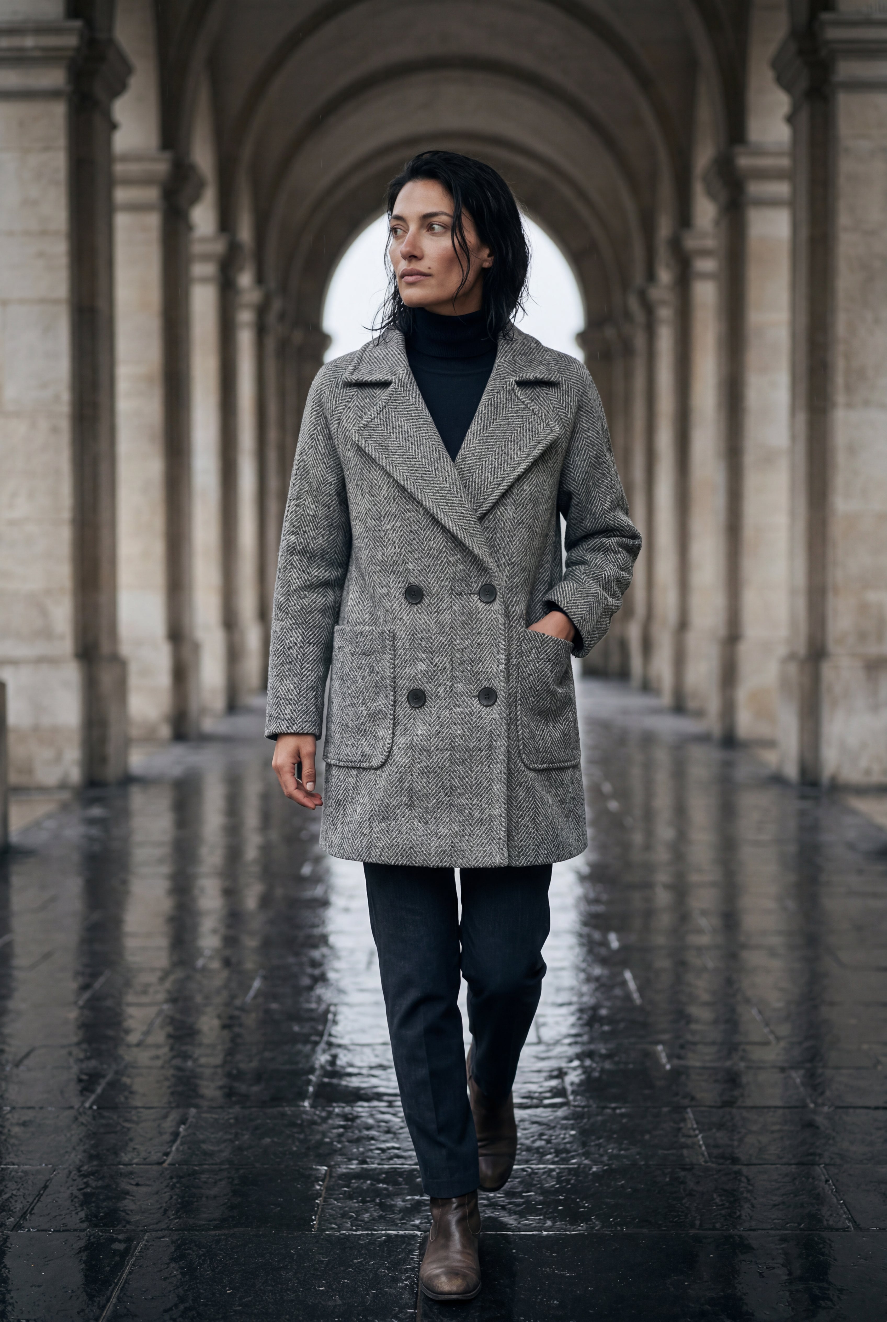 Zoyri | Herringbone Peacoat
