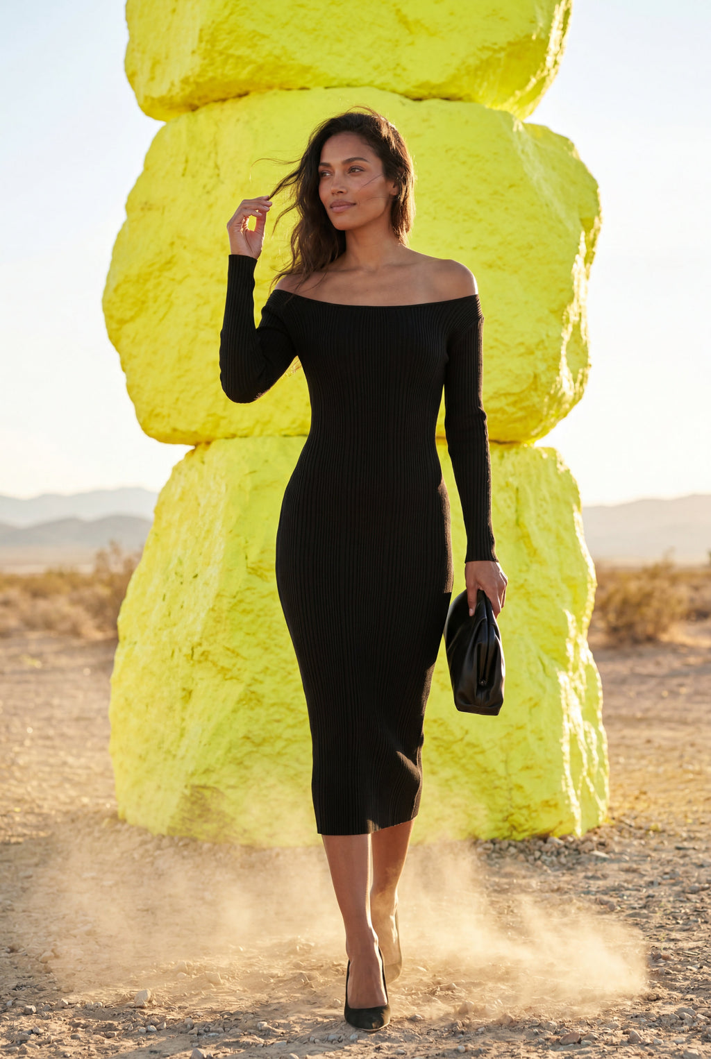Zoyri | Off-Shoulder Ribbed Maxi Dress