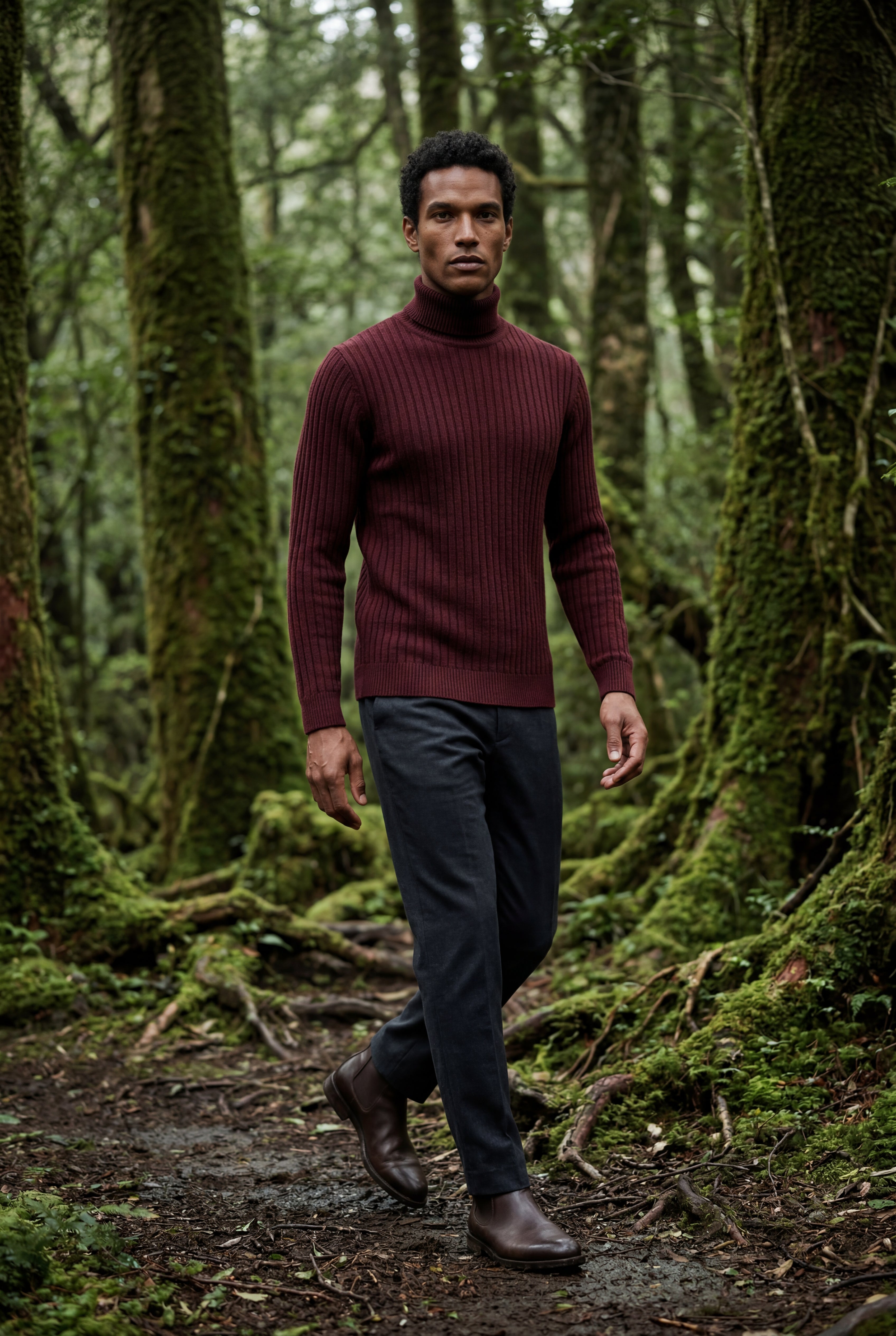 Men's Slim Fit Cable Knit Turtleneck Sweater