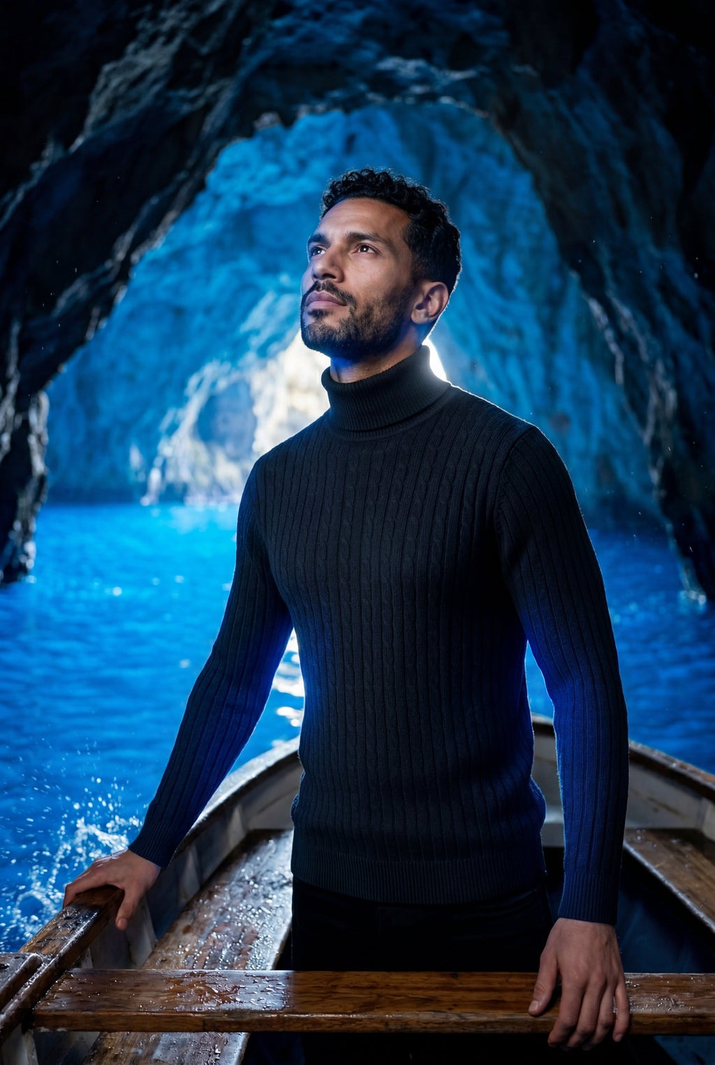 Men's Slim Fit Cable Knit Turtleneck Sweater
