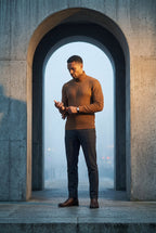 Men's Slim Fit Cable Knit Turtleneck Sweater