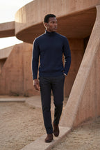 Men's Slim Fit Cable Knit Turtleneck Sweater