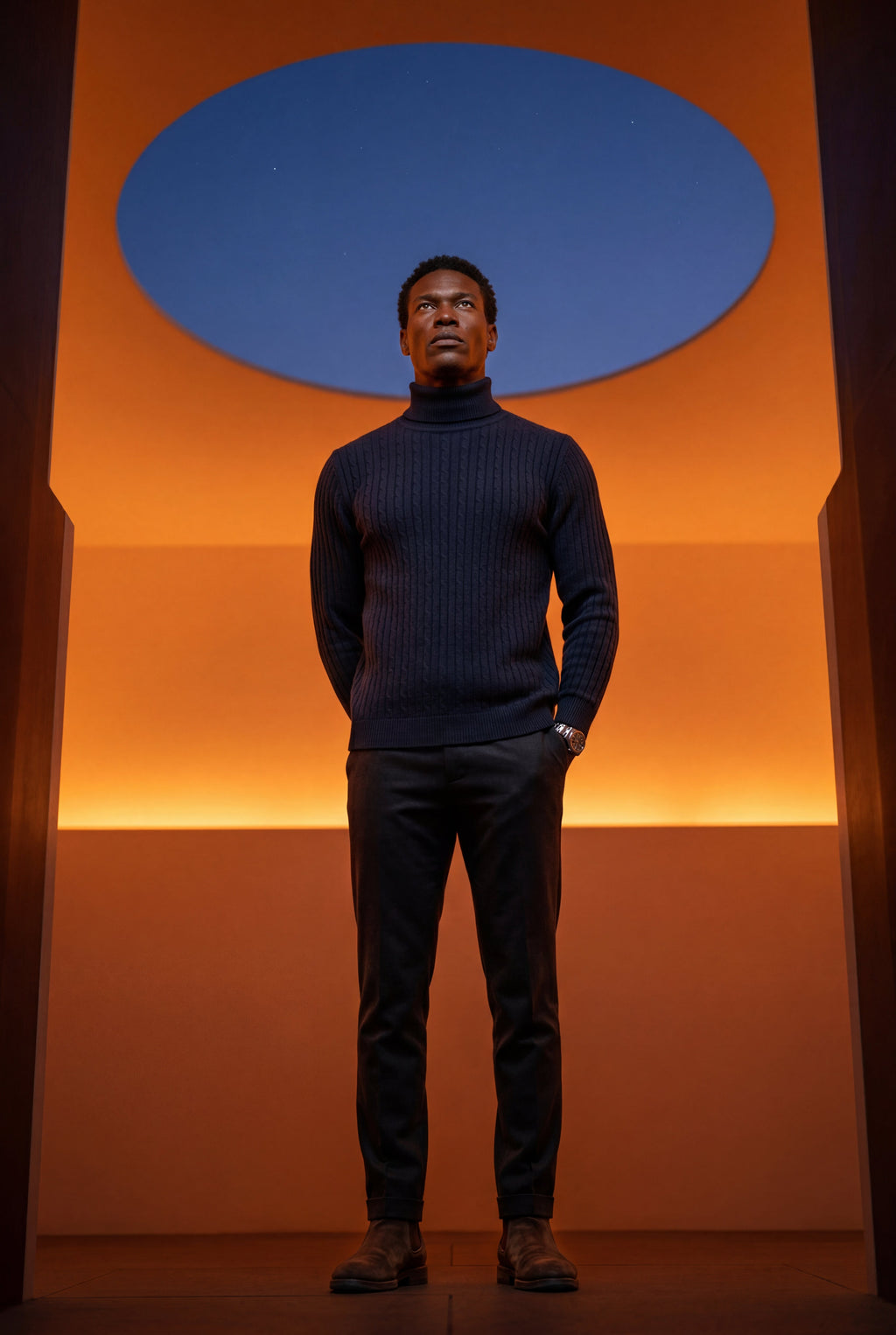 Men's Slim Fit Cable Knit Turtleneck Sweater