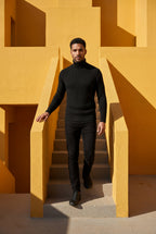 Men's Slim Fit Cable Knit Turtleneck Sweater