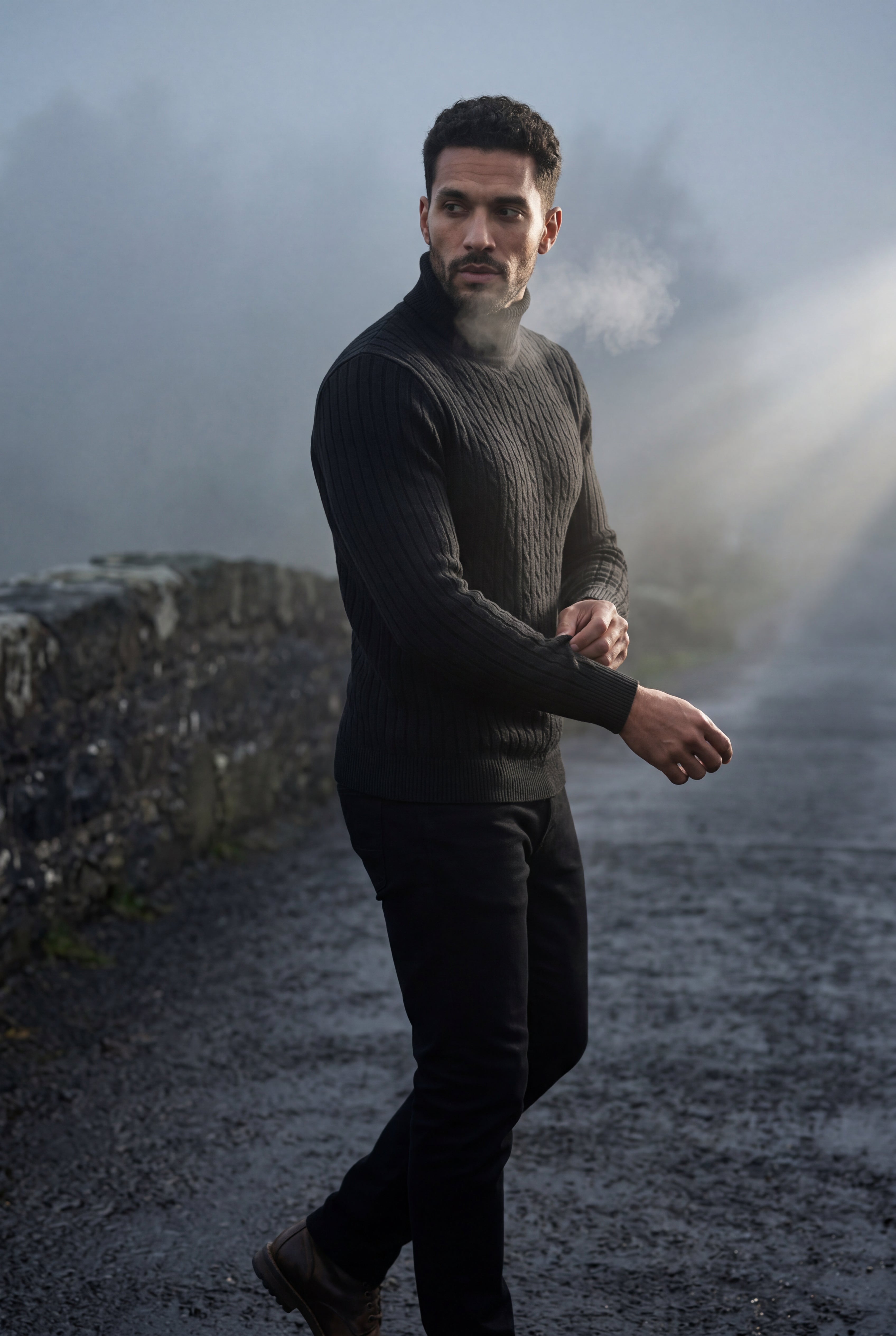 Men's Slim Fit Cable Knit Turtleneck Sweater