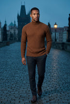 Men's Slim Fit Cable Knit Turtleneck Sweater