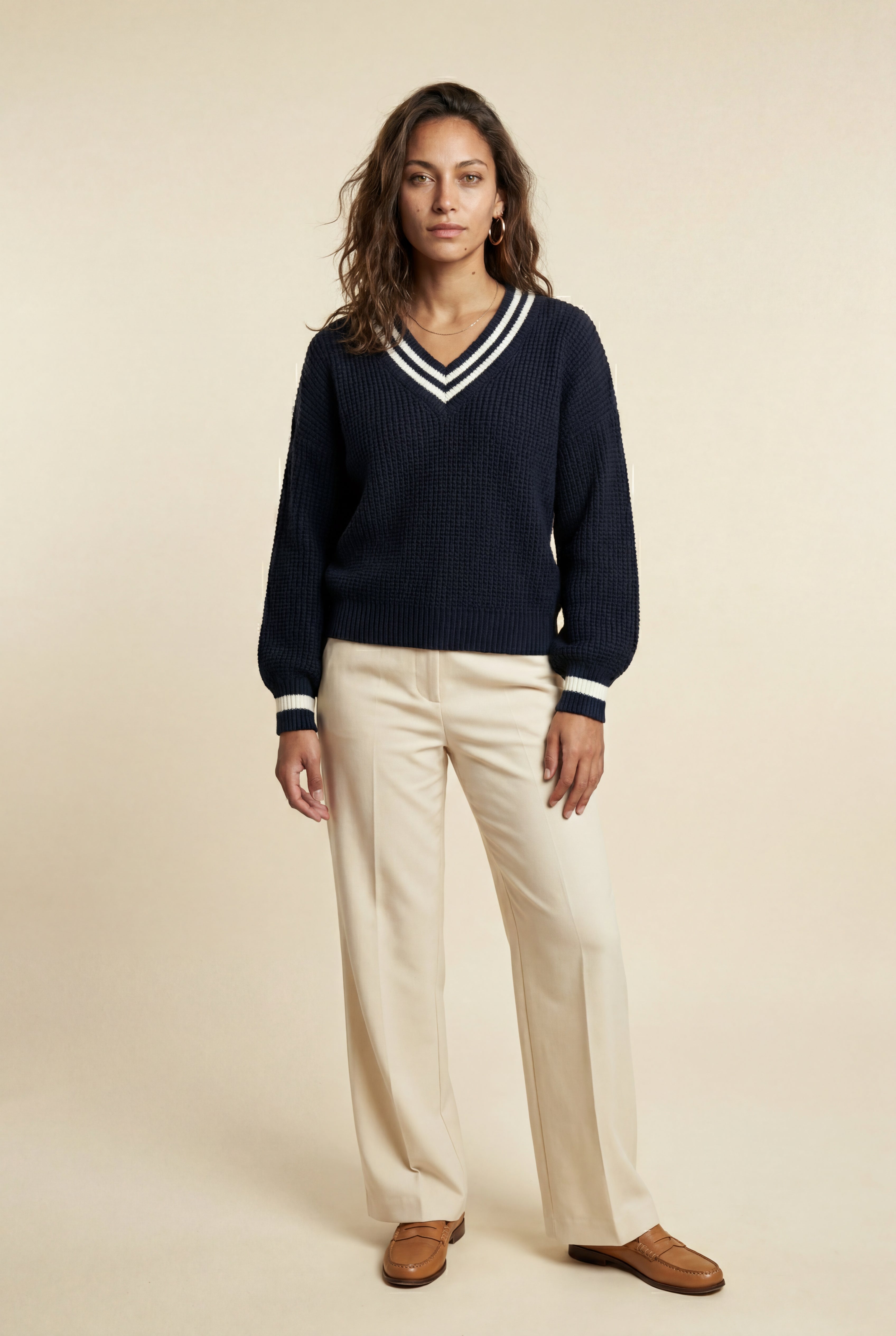 Zoyri | Striped V-Neck Sweater
