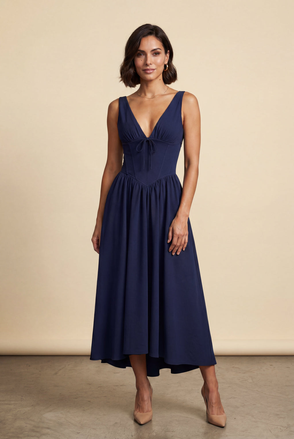 Zoyri | Sleeveless Corset Tie Midi Dress