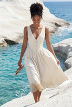 Zoyri | Sleeveless Corset Tie Midi Dress