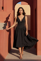 Zoyri | Sleeveless Corset Tie Midi Dress