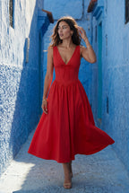 Zoyri | Sleeveless Corset Tie Midi Dress