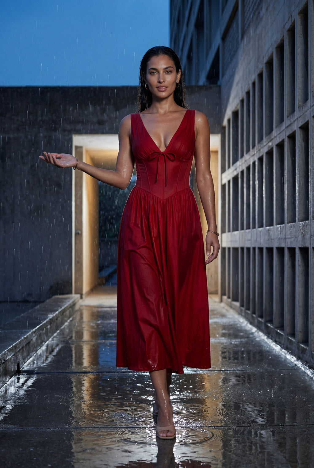 Zoyri | Sleeveless Corset Tie Midi Dress