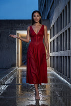 Zoyri | Sleeveless Corset Tie Midi Dress