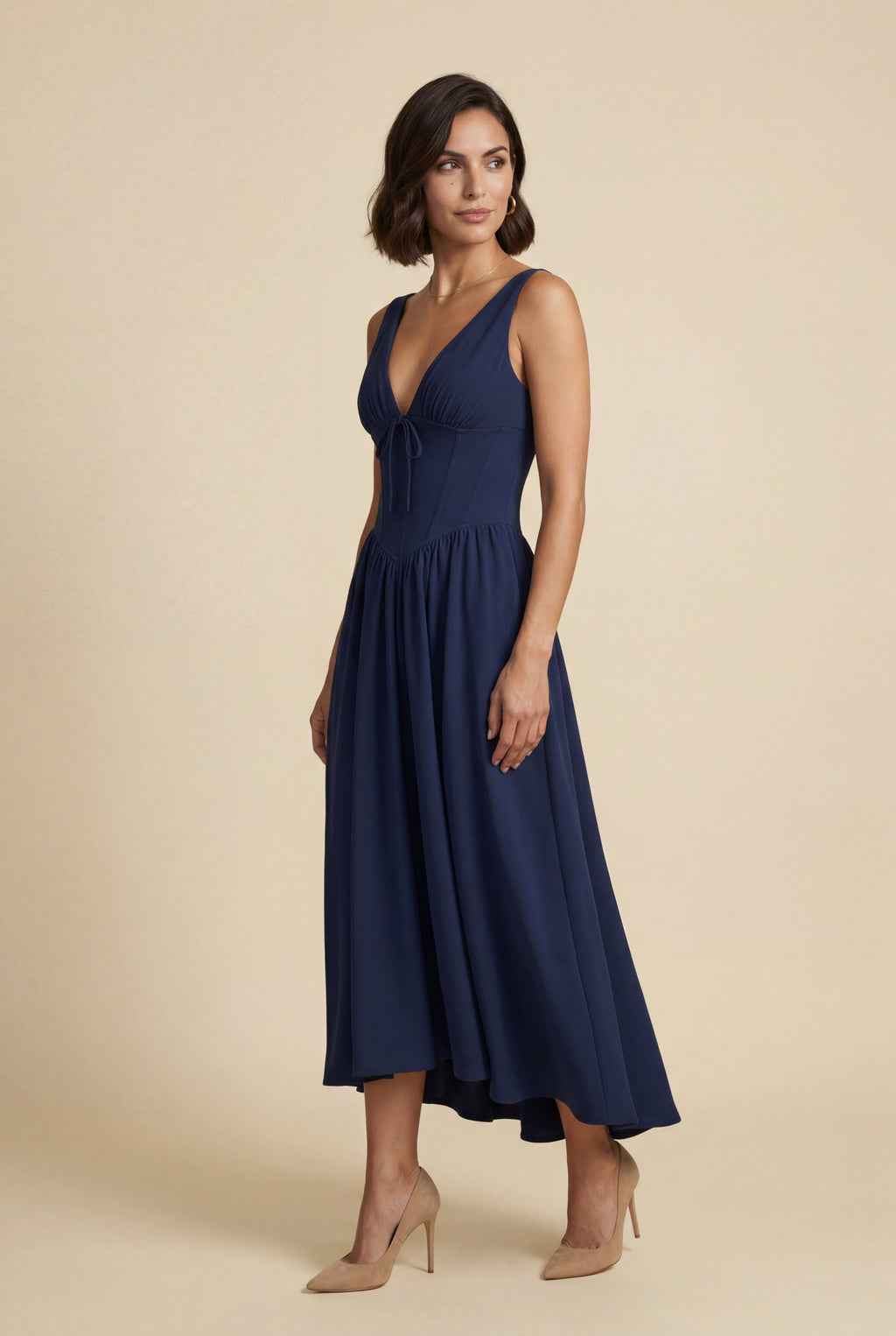 Zoyri | Sleeveless Corset Tie Midi Dress
