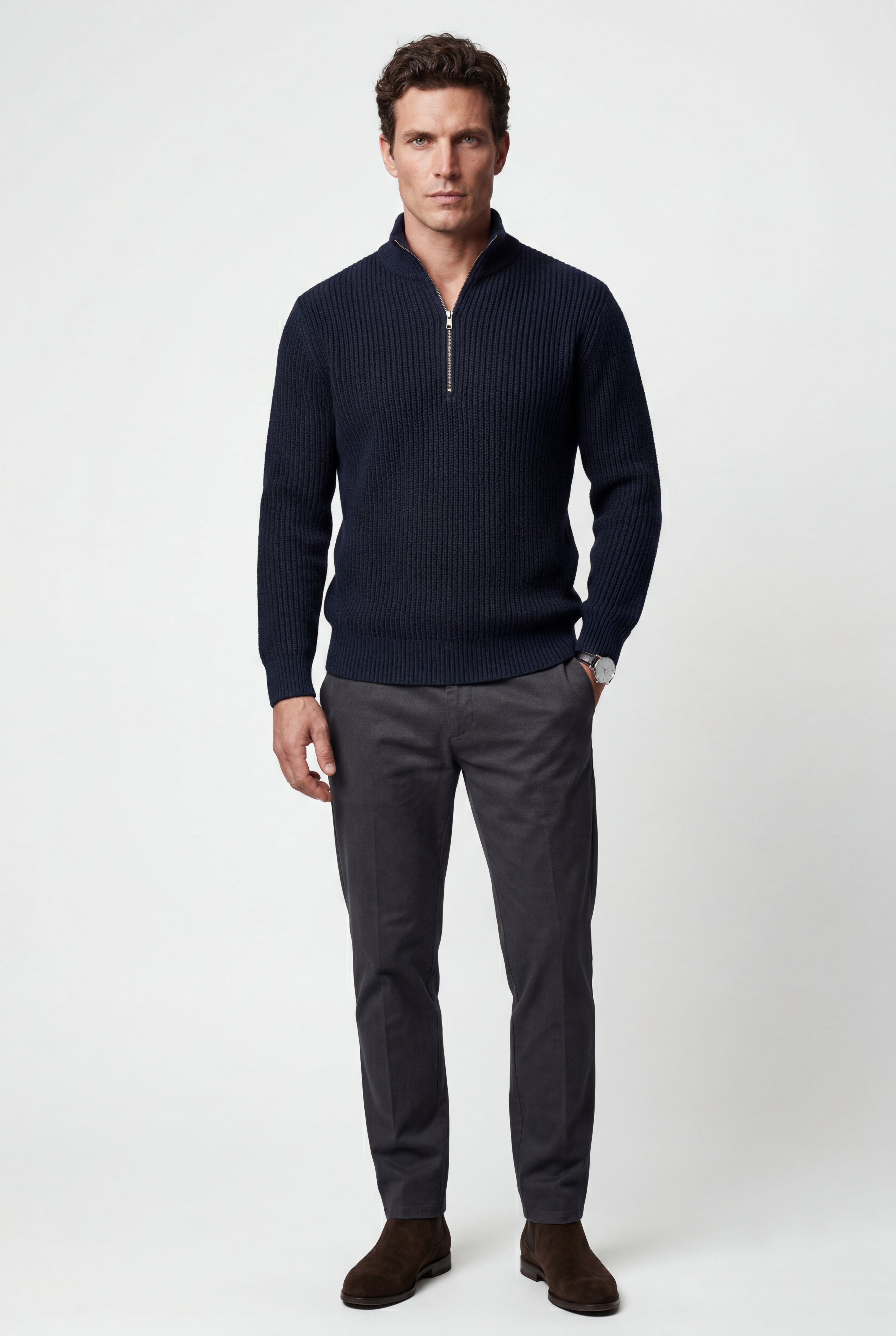 Zoyri | Ribbed Half-Zip Knit