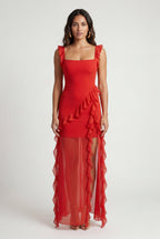 Zoyri | Ruffle Slit Maxi Dress