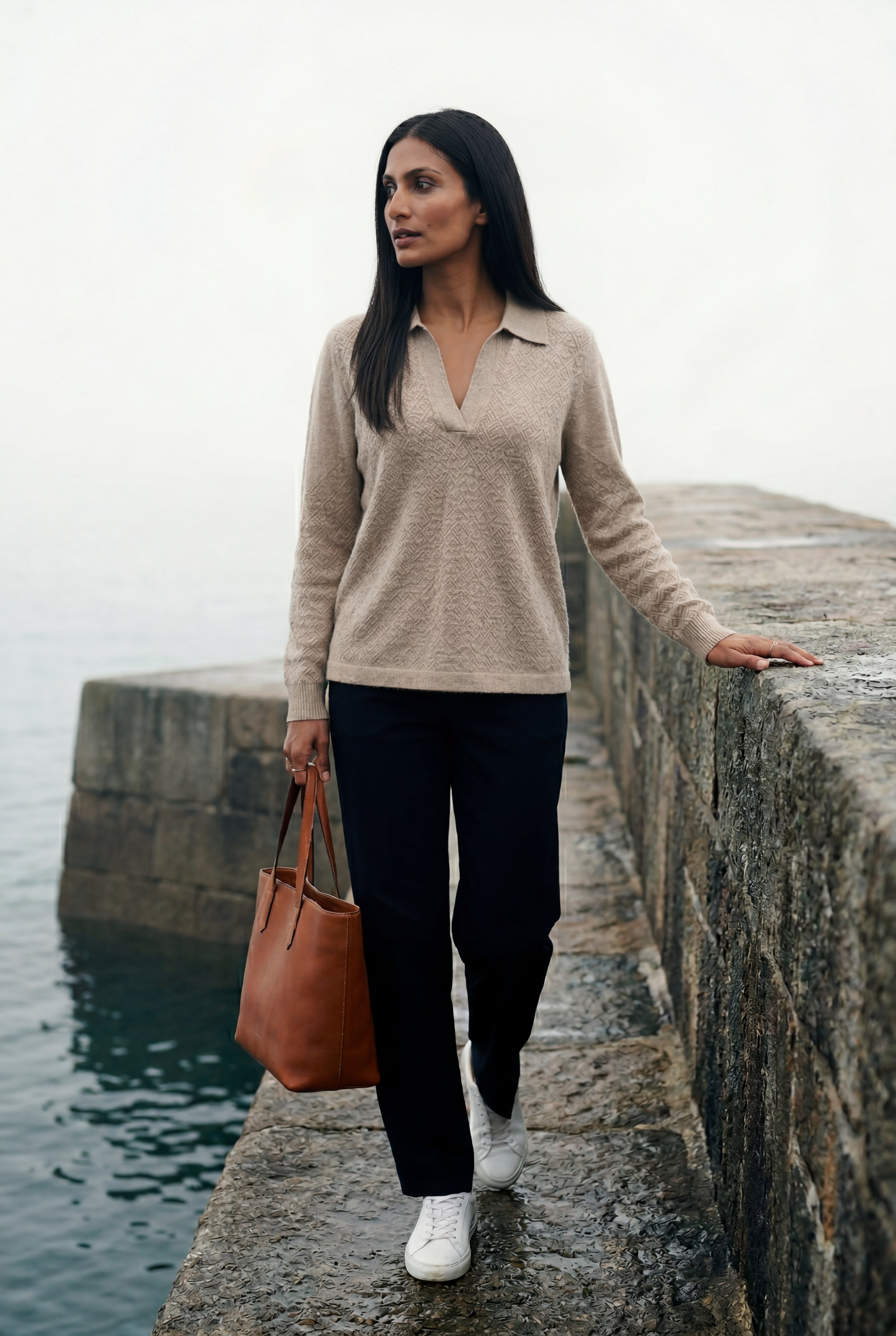 Zoyri | Open Collar Knit Sweater