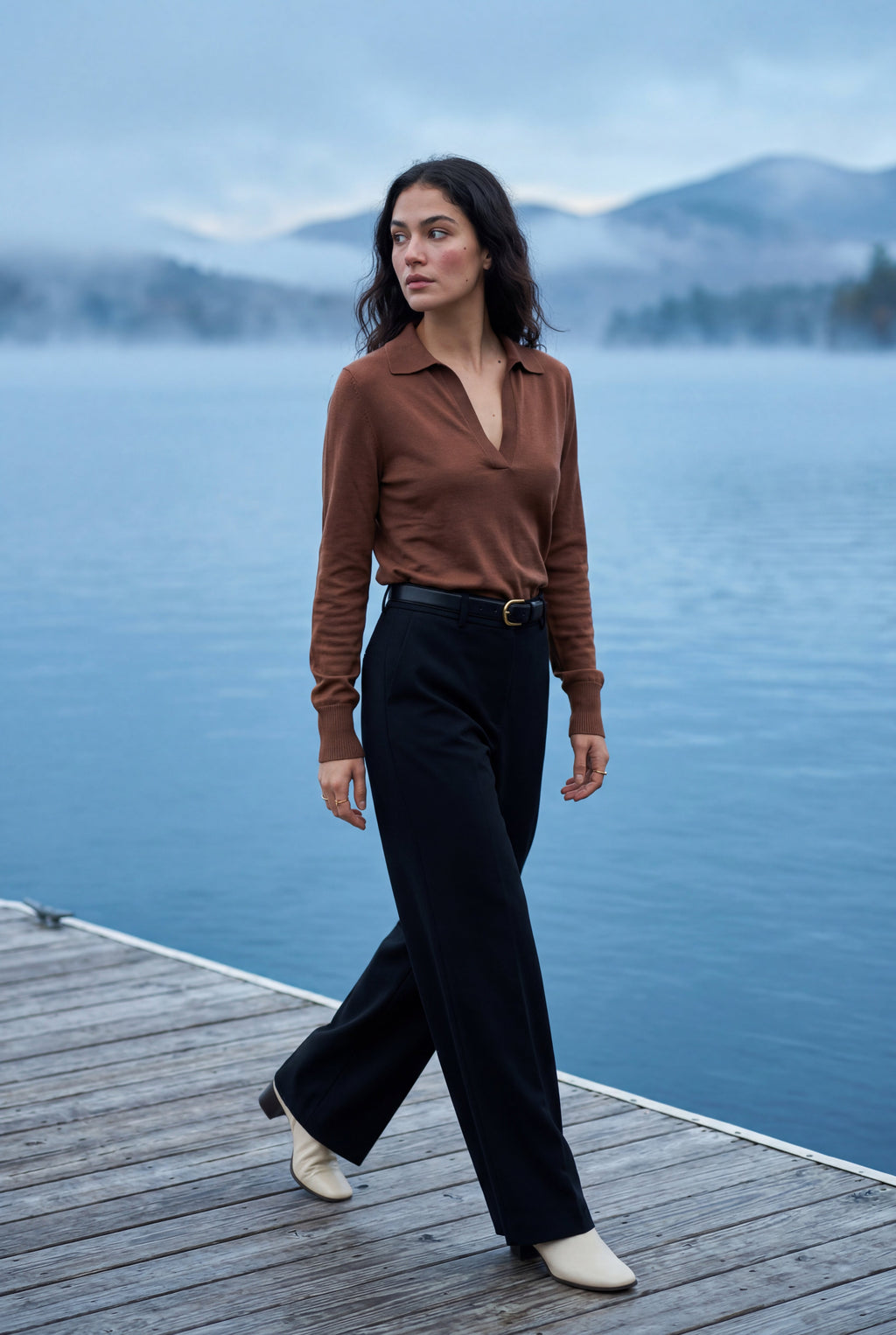 Zoyri | Open Collar Knit Sweater
