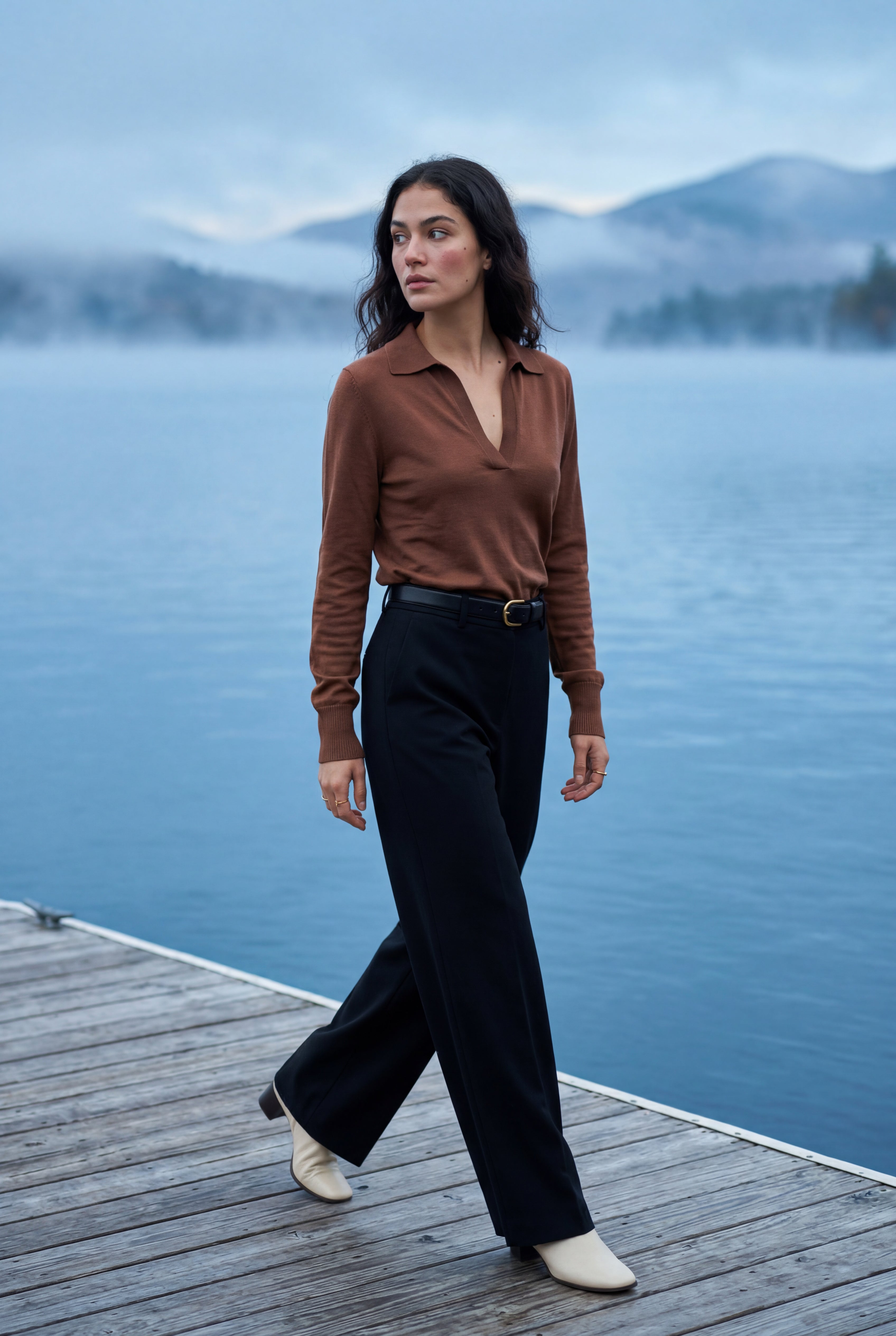 Zoyri | Open Collar Knit Sweater