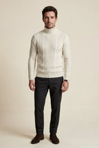 Men's Slim Fit Cable Knit Turtleneck Sweater